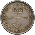 Монета 1/8 доллара 1822 Британская Западная Индия