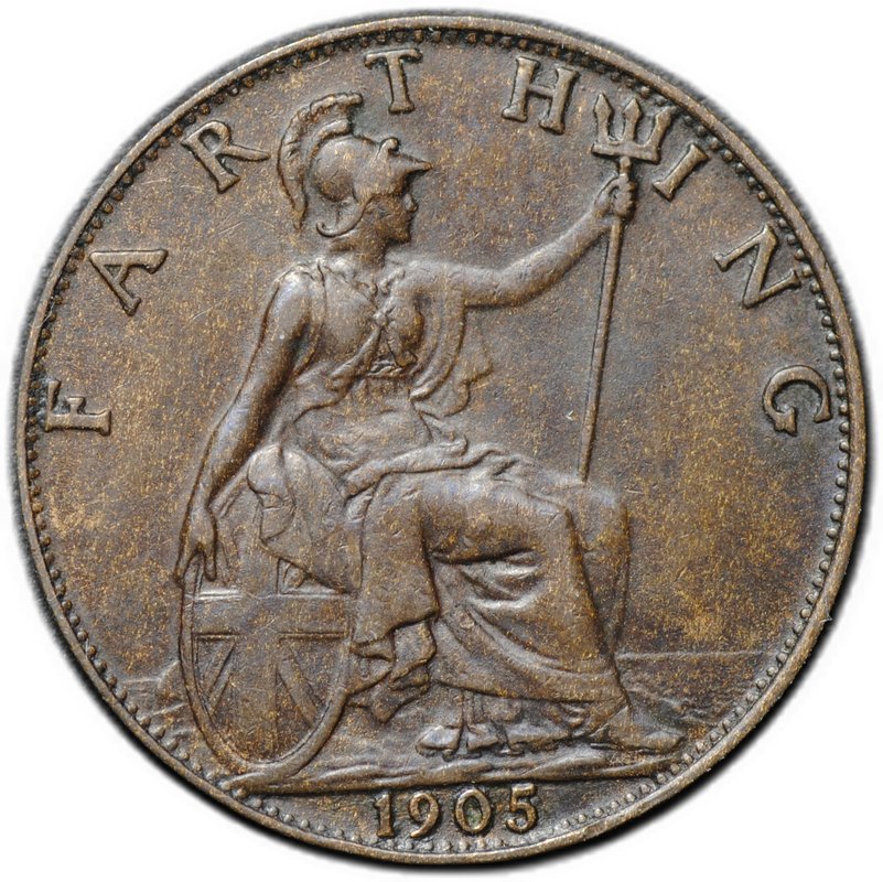 Монета 1 фартинг 1905 Великобритания