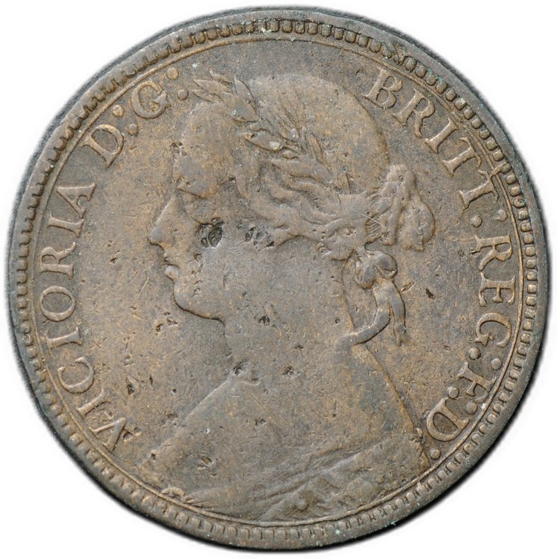 Монета 1 фартинг 1875 H Великобритания