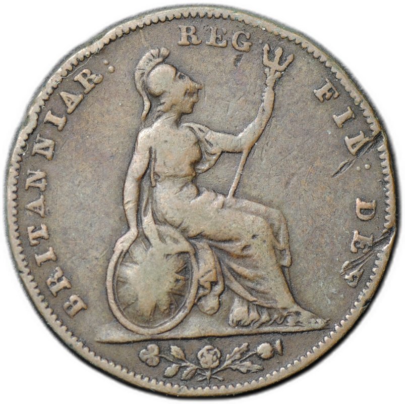 Монета 1 фартинг 1839 Великобритания
