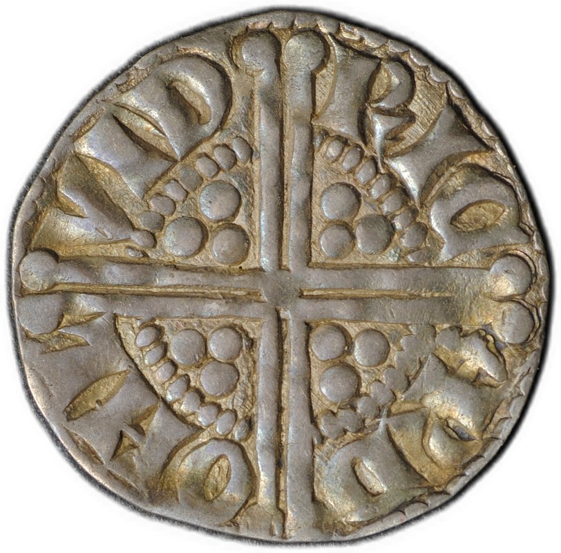 Монета 1 пенни 1251-1272 Генрих III со скипетром, длинный крест Лондон Англия
