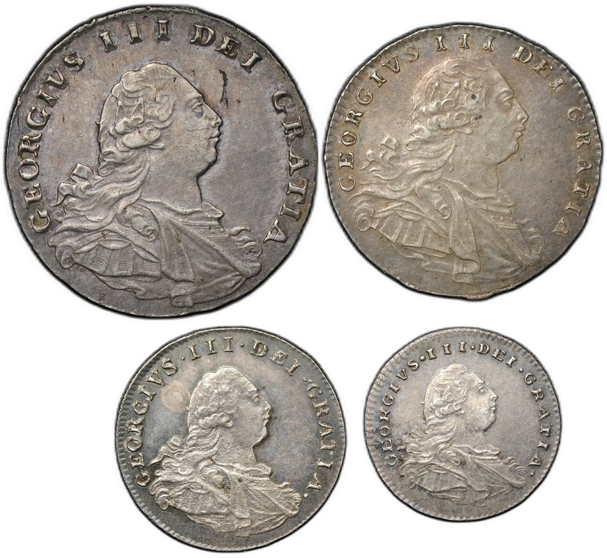 Набор 1 пенни, 2, 3, 4 пенса 1800 Maundy Великобритания 4 монеты