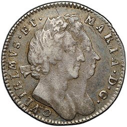 фото для Монета 3 пенса 1691 старый тип Вильгельм III и Мария II Англия Аверс