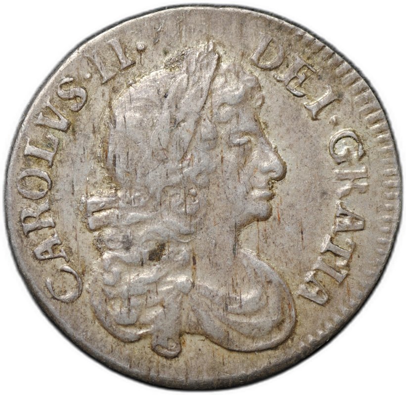 Монета 3 пенса 1682 Карл II Англия