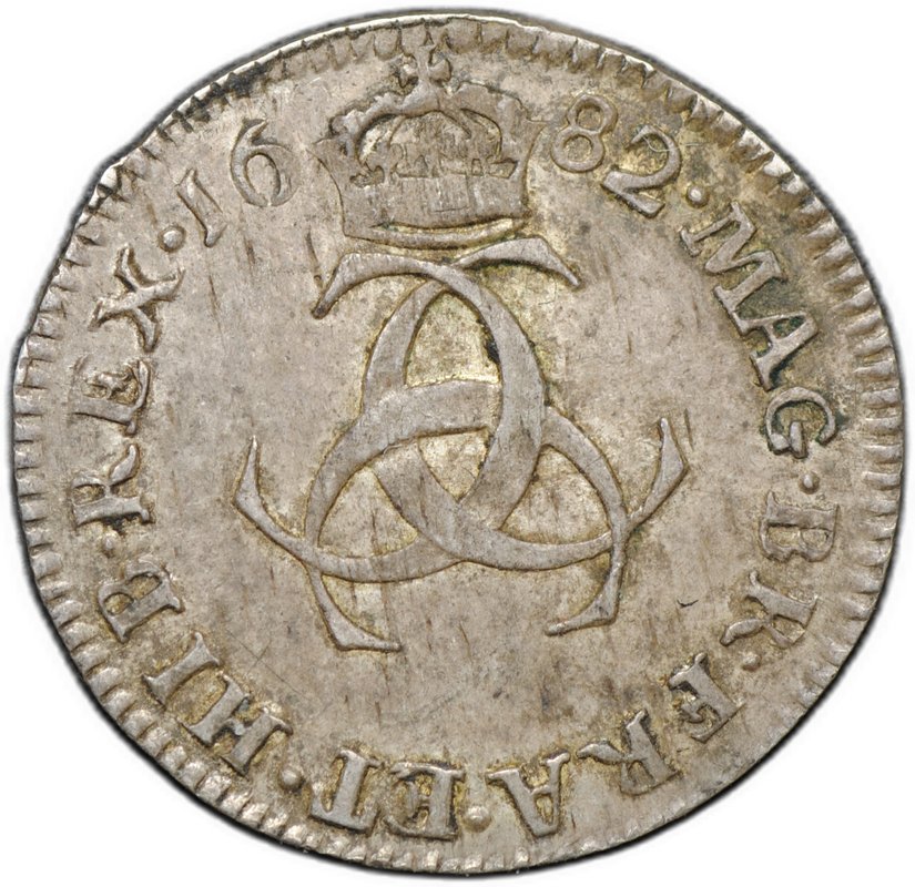 Монета 3 пенса 1682 Карл II Англия