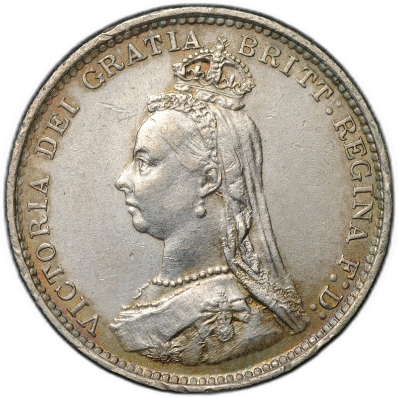 Монета 3 пенса 1887 новый тип Великобритания