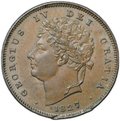 Монета 1/3 фартинга 1827 Мальта