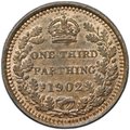 Монета 1/3 фартинга 1902 Мальта