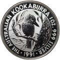 Монета 5 долларов 1991 Австралийская Кукабара (Кукабарра) вправо Австралия