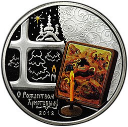 фото для Монета 5 долларов 2012 С Рождеством Христовым Острова Кука Аверс