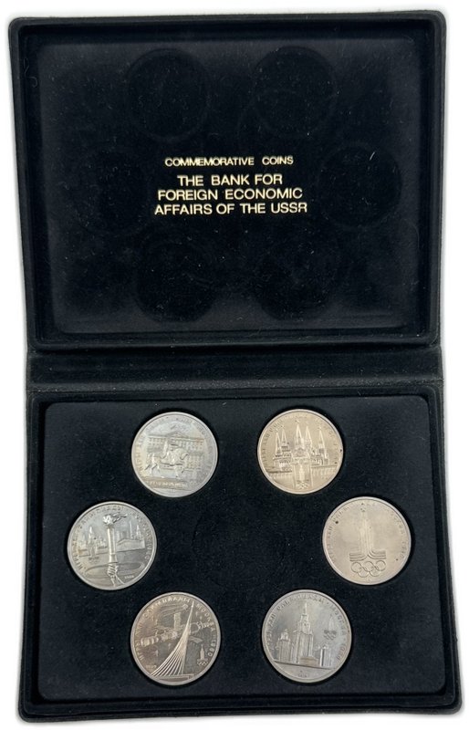 Набор 1 рубль 1977-1980 Олимпиада-80 АЦ 6 монет в оригинальной коробке
