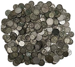 фото для Инвестиционный лот cеребряные 5, 10, 15, 20 копеек 1861-1916 1 кг царского биллона 393 монеты серебро Аверс