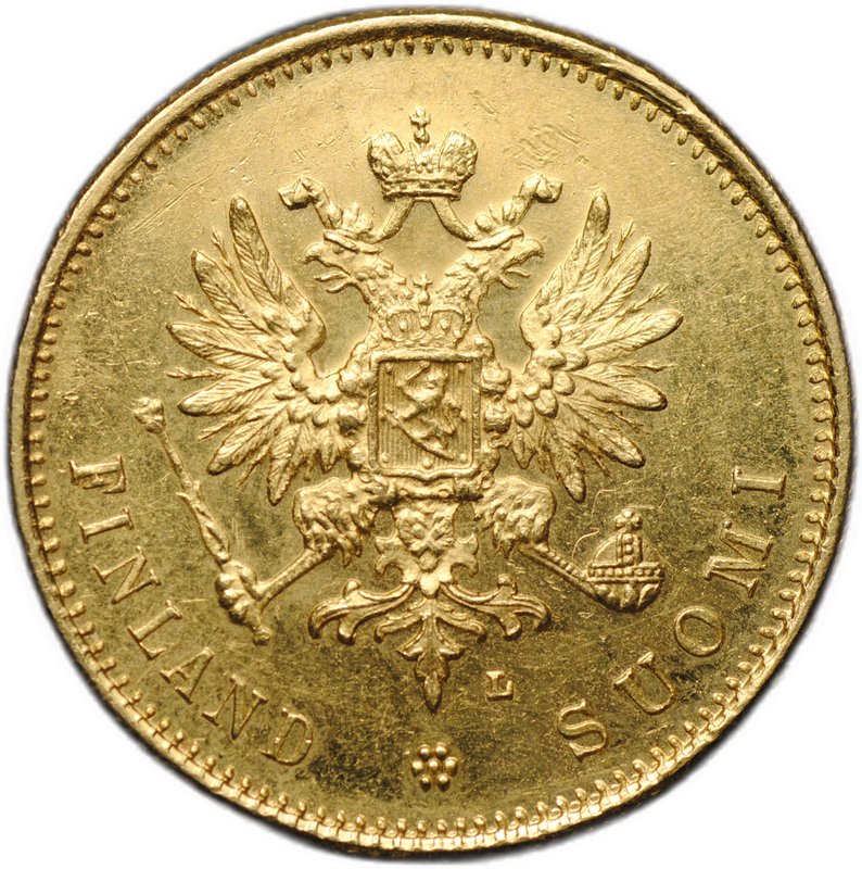 Монета 20 марок 1910 L Русская Финляндия