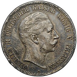 фото для Монета 5 марок 1908 A Пруссия Германия Аверс
