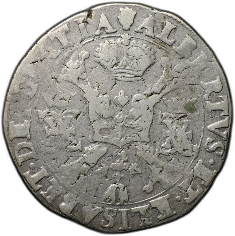 Монета 1 патагон (талер) 1612-1613 без даты Антверпен Испанские Нидерланды Герцогство Брабант