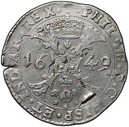 фото для Монета 1 патагон (талер) 1649 Антверпен Испанские Нидерланды Герцогство Брабант Аверс