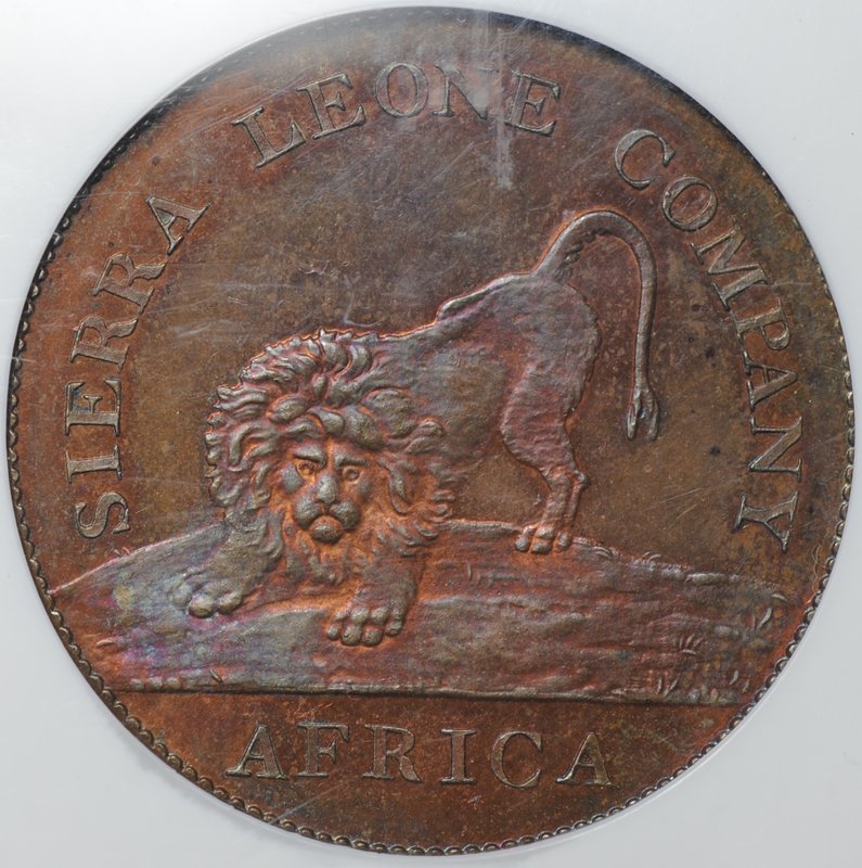 Монета 50 центов 1791 медь Сьерра-Леоне слаб NGC PF 64 RB MURDOCH COLLECTION