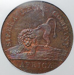 фото для Монета 50 центов 1791 медь Сьерра-Леоне слаб NGC PF 64 RB MURDOCH COLLECTION Аверс