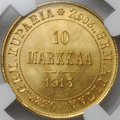 Монета 10 марок 1913 S Русская Финляндия слаб NGC MS 66+