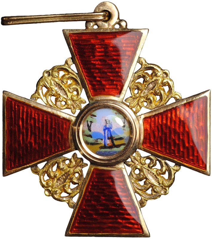 Знак ордена (крест) Святой Анны 2-й степени золото 56 пробы Кейбель