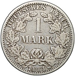 фото для Монета 1 марка 1881 А Германия Аверс