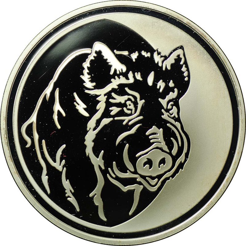 Монета 3 рубля 2007 ММД Лунный календарь кабан