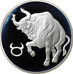 фото для Монета 3 рубля 2004 СПМД Знаки зодиака Телец Аверс