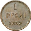 Монета 1 пенни 1893 Русская Финляндия