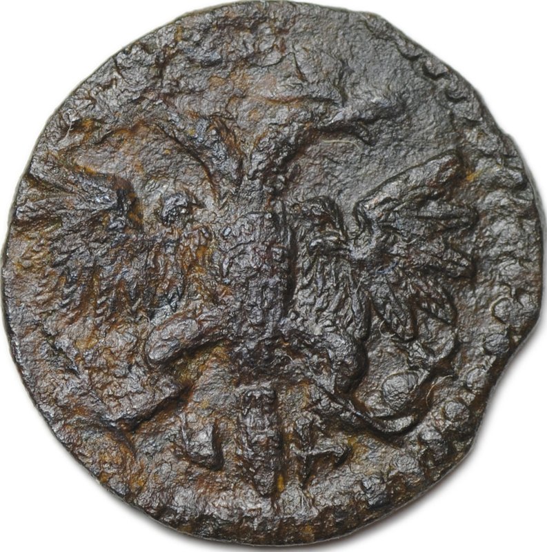 Монета Полушка 1719 НД славянская дата АѰѲI