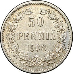 фото для Монета 50 Пенни 1908 L Русская Финляндия Аверс