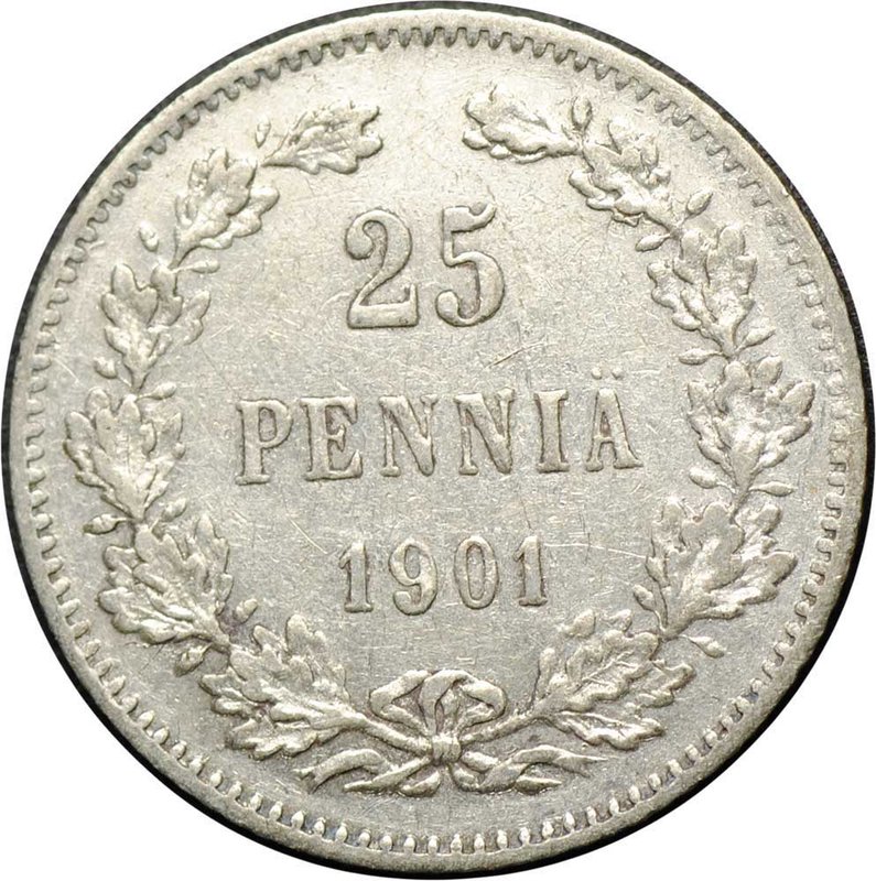 Монета 25 пенни 1901 L Русская Финляндия