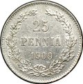 Монета 25 пенни 1909 L Русская Финляндия
