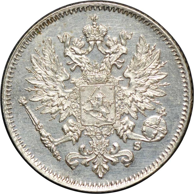 Монета 25 Пенни 1913 S Русская Финляндия