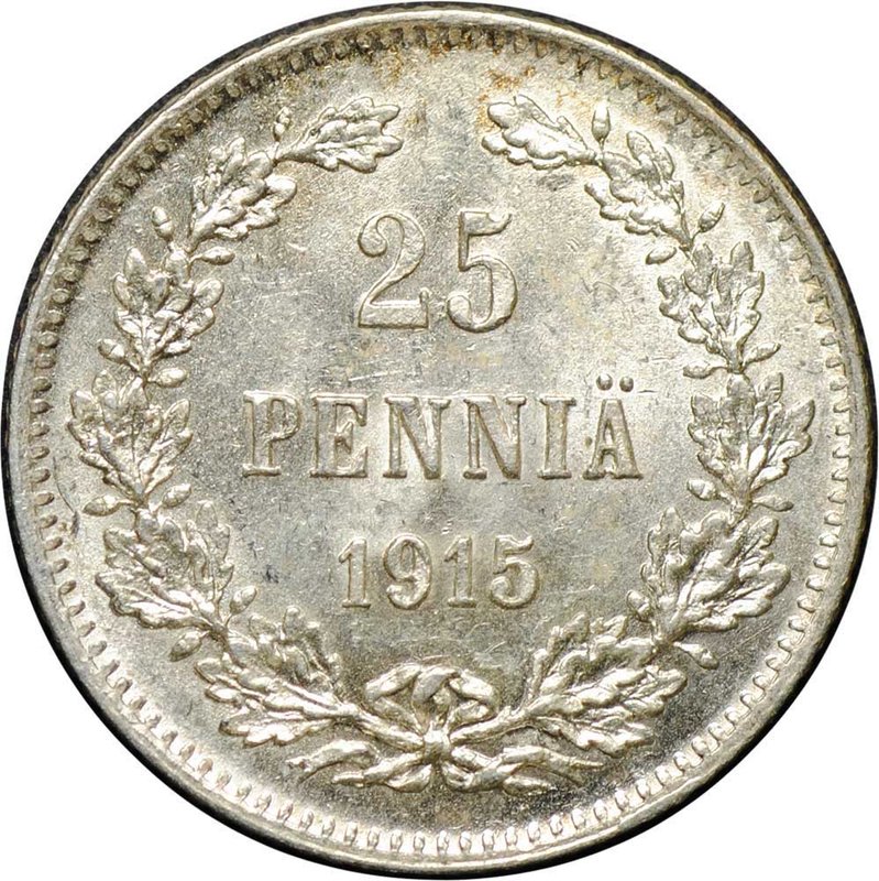 Монета 25 Пенни 1915 S Русская Финляндия