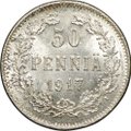 Монета 50 пенни 1917 S Русская Финляндия орел с коронами
