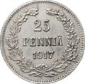 Монета 25 Пенни 1917 S Русская Финляндия (гербовый орел без корон)