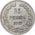 Монета 25 пенни 1917 S орел без корон Русская Финляндия