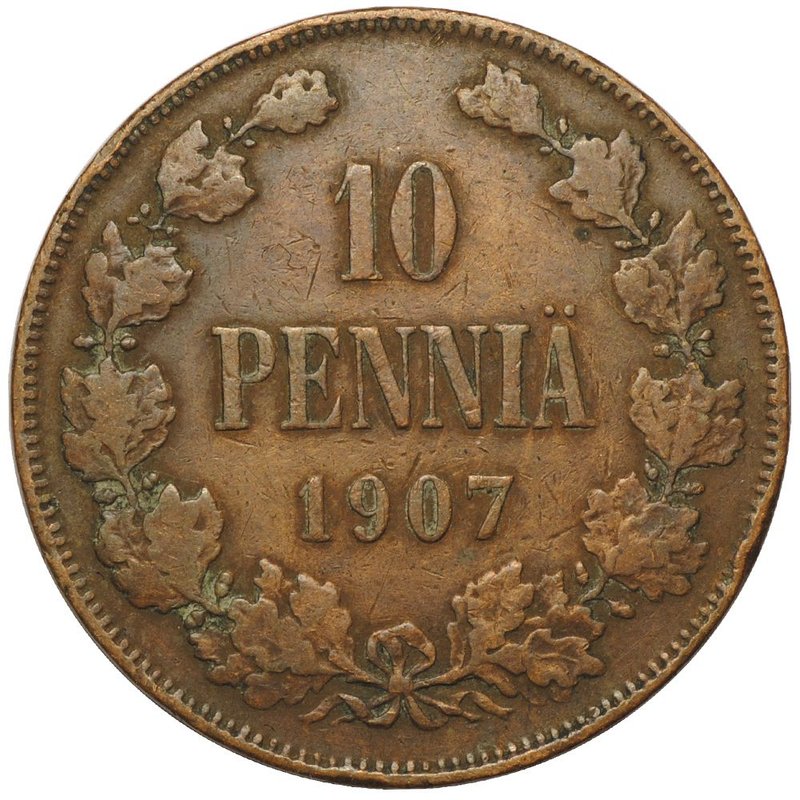 Монета 10 пенни 1907 Русская Финляндия