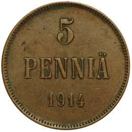 фото для Монета 5 пенни 1914 Русская Финляндия Аверс