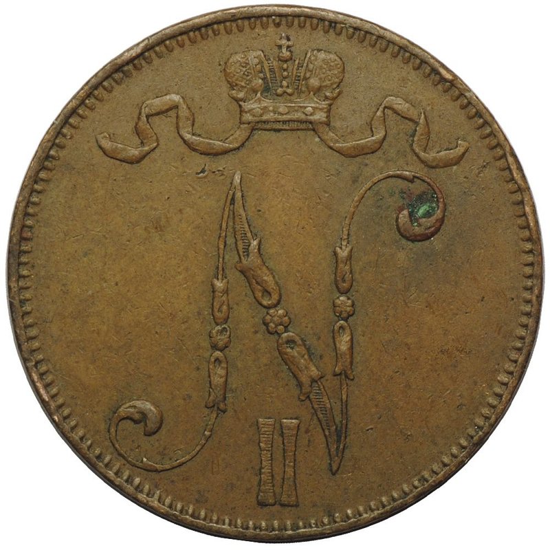 Монета 5 пенни 1912 Русская Финляндия