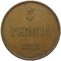 Монета 5 пенни 1912 Русская Финляндия