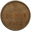 Монета 1 пенни 1912 Русская Финляндия
