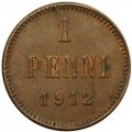 Монета 1 пенни 1912 Русская Финляндия
