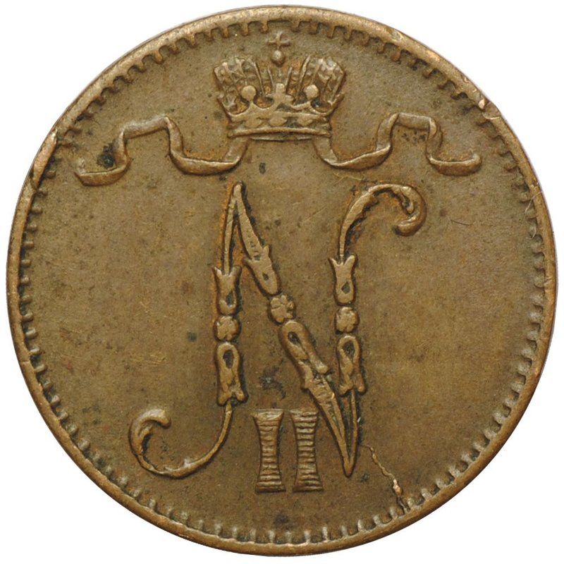 Монета 1 Пенни 1915 Русская Финляндия