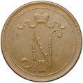 Монета 10 пенни 1917 Вензель Николая II Русская Финляндия