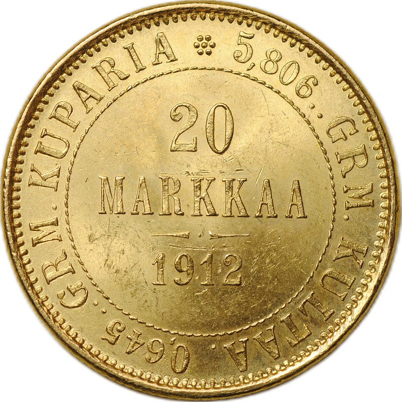 Монета 20 марок 1912 S Русская Финляндия