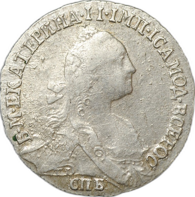 Монета Гривенник 1768 СПБ TI слаб CPRC AU 53