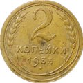 Монета 2 копейки 1933