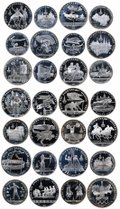 Набор 5, 10 рублей 1977-1980 Олимпиада 80 Москва серебро PROOF 28 монет в красной коробке