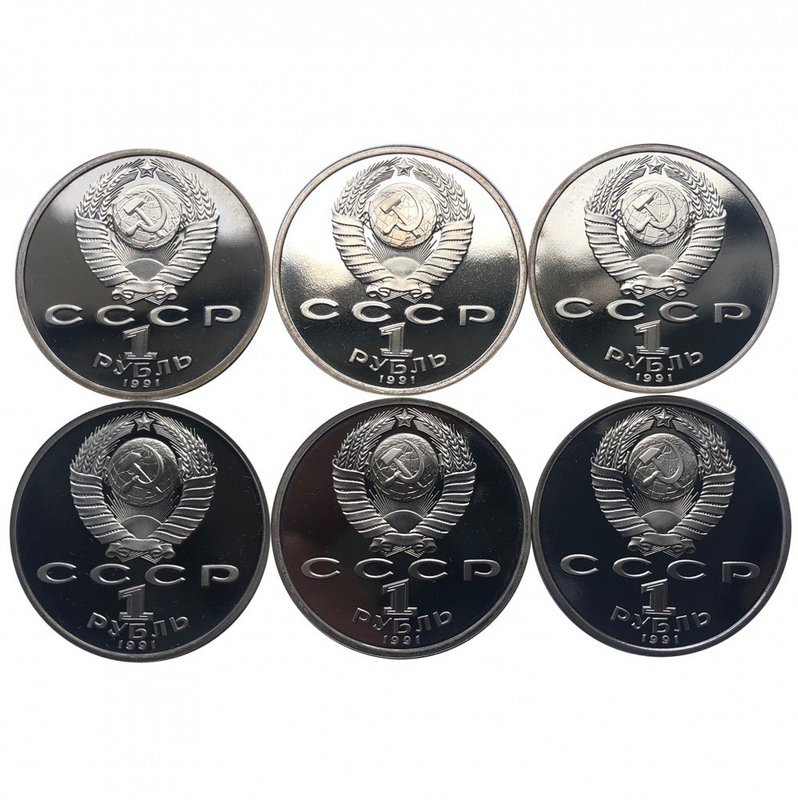 Набор 1 рубль 1991 Олимпиада Барселона 1992 6 монет PROOF в оригинальной коробке